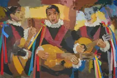 Estudiantina by Isidro Antequera López de Haro, oil on canvas (unstretched), sold Jan 2021