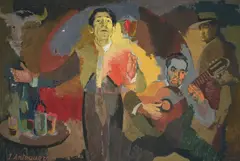 El Cantaor by Isidro Antequera López de Haro, oil on canvas (unstretched), sold Jan 2021