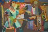 Mediterranceos Andariegos by Isidro Antequera López de Haro, oil on canvas (unstretched), sold Jan 2021