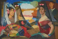 Palco de Majas by Isidro Antequera López de Haro, oil on canvas (unstretched), sold Jan 2021