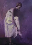 Ballerina by Hongnian Zhang, oil on canvas (unstretched), sold Jan 2021
