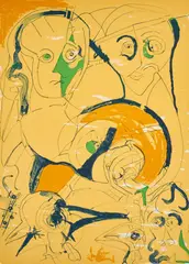 Faced Face by Herbert Gentry, 1971, lithograph, sold Feb 2021