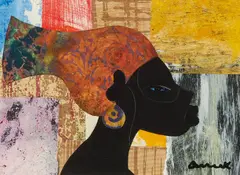 African Girl by James Denmark, 2004, collage, sold Feb 2021