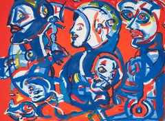 Facing the Same Way by Herbert Gentry, lithograph, sold Feb 2021