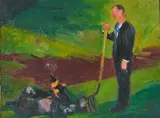 Dying Fire by Annette Cyr, 1987, oil on canvas, sold Feb 2021