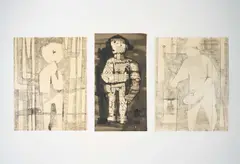 Works on Paper (3) by Benoît Gilsoul, charcoal, India ink, wash on paper, sold Feb 2021