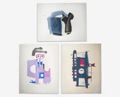 Works on Paper (3) by Benoît Gilsoul, pastel, oil, watercolor on paper, sold Feb 2021