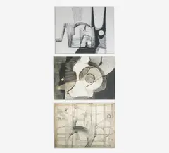 Works on Paper (3) by Benoît Gilsoul, charcoal on paper, sold Feb 2021