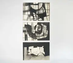 Works on Paper (3) by Benoît Gilsoul, charcoal and pencil on paper, sold Feb 2021