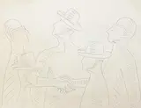 Untitled (Original artwork for Merger) by Mark Kostabi, c. 1987, graphite on paper, sold Feb 2021