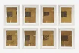 Group of Eight (8) Lock Series 2001 by Peter Mayr, 2001, cast paper, staples, tape and acrylic on pressed cardboard, sold Feb 2021