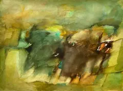 Viridian Mist by Michael Loew, 1972, watercolor on paper, sold Feb 2021