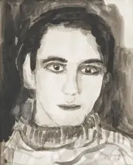 Young Man by Hugo Guinness, watercolor and ink on paper, sold Feb 2021