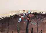 Burning Tree, Upwey by Fred Williams, 1969, gouache on paper on board, sold Dec 2015