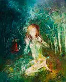 Naked Angel Twisting Her Hair by David Boyd, 1971, oil on canvas, sold Dec 2015