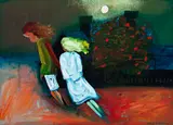 Figures In Moonlight by Charles Blackman, oil on canvas on board, sold Dec 2015