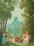 Above The Valley by Norman Lindsay, oil on composition board, sold Dec 2015