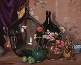 Still Life With Bottles by James Ranalph Jackson, c.1933, oil on canvas on board, sold Dec 2015