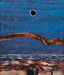 Sketch For Eclipse by Lawrence Daws, synthetic polymer paint and collage on paper on board, sold Dec 2015