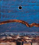 Sketch For Eclipse by Lawrence Daws, synthetic polymer paint and collage on paper on board, sold Dec 2015