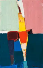 Figure by Guy Grey-Smith, 1974, oil and beeswax emulsion on gauze on composition board, sold Dec 2015