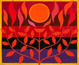 Tree Of Life (Maquette For Tapestry) by John Coburn, 1967, oil on canvas, sold Dec 2015