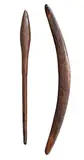 SOUTH EAST AUSTRALIA, 19th Century by A Boomerang And Throwing Club, carved and incised hardwood, old shiny patina, offered Dec 2015