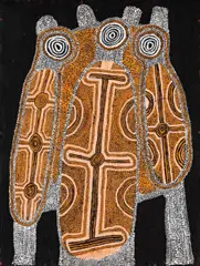 Women’S Dreaming by Uta Uta Tjangala, 1972, synthetic polymer powder paint on composition board, sold Dec 2015