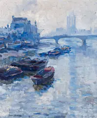 The Thames, Pool Of London by Dora Meeson, oil on board, sold Dec 2015