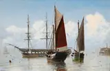 Harbour Scene With Fishing Craft With Fishing Craft by Haughton Forrest, oil on board, sold Dec 2015