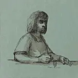 Woman At Bar by Russell Drysdale, ink and wash on paper, sold Dec 2015