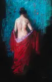 The Red Gown by Judy Drew, 2006, pastel on paper, offered Dec 2015
