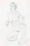 Seated Nude by Norman Lindsay, pencil on paper, sold Dec 2015