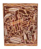 Circumcision Story by Mick Wilinggarr Magani, c.1970, natural earth pigments on composition board, offered Dec 2015