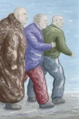 Painting (Three Figures) by Peter Booth, 2004, oil on linen, offered Aug 2015