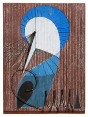 Study For Mural by Howard Taylor, 1955-56, gouache and shaped steel wire on jarrah wood, sold Aug 2015