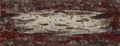 Coastal Landscape by Howard Taylor, 1966, pigment, PVA and plaster on hessian on board, sold Aug 2015