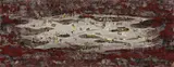 Coastal Landscape by Howard Taylor, 1966, pigment, PVA and plaster on hessian on board, sold Aug 2015