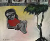 Boy On The Ground by Charles Blackman, 1952, enamel on board, offered Aug 2015