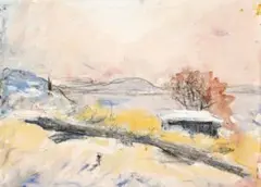 The Distant Derwent by Lloyd Rees, 1980, watercolour, charcoal and gouache on paper, offered Aug 2015