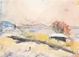 The Distant Derwent by Lloyd Rees, 1980, watercolour, charcoal and gouache on paper, offered Aug 2015