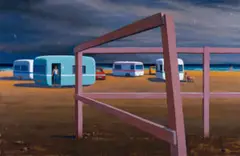 The Caravan Park by Jeffrey Smart, 2007, oil on canvas, offered Aug 2015