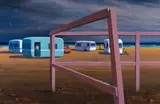 The Caravan Park by Jeffrey Smart, 2007, oil on canvas, offered Aug 2015