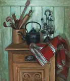 Kitchen Still Life by Margaret Olley, 1972, oil on composition board, sold Aug 2015