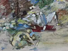 Three Figures by John Passmore, 1955, oil on composition board, sold Aug 2015