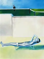 The Sunbather by Robert Dickerson, 1987, synthetic polymer paint on composition board, sold Aug 2015