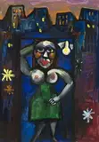 Woman by Albert Tucker, 1950, gouache, synthetic polymer paint, oil pastel, charcoal on paper, sold Aug 2015