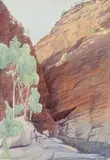Central Australian Gorge And Rock Pool by Albert Namatjira, watercolour on paper, sold Aug 2015