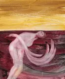 Leda And Swan by Sidney Nolan, 1958, wax crayon and fabric dye on paper, sold Aug 2015