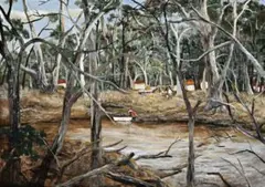 Shepparton by Ray Crooke, oil on board, sold Aug 2015